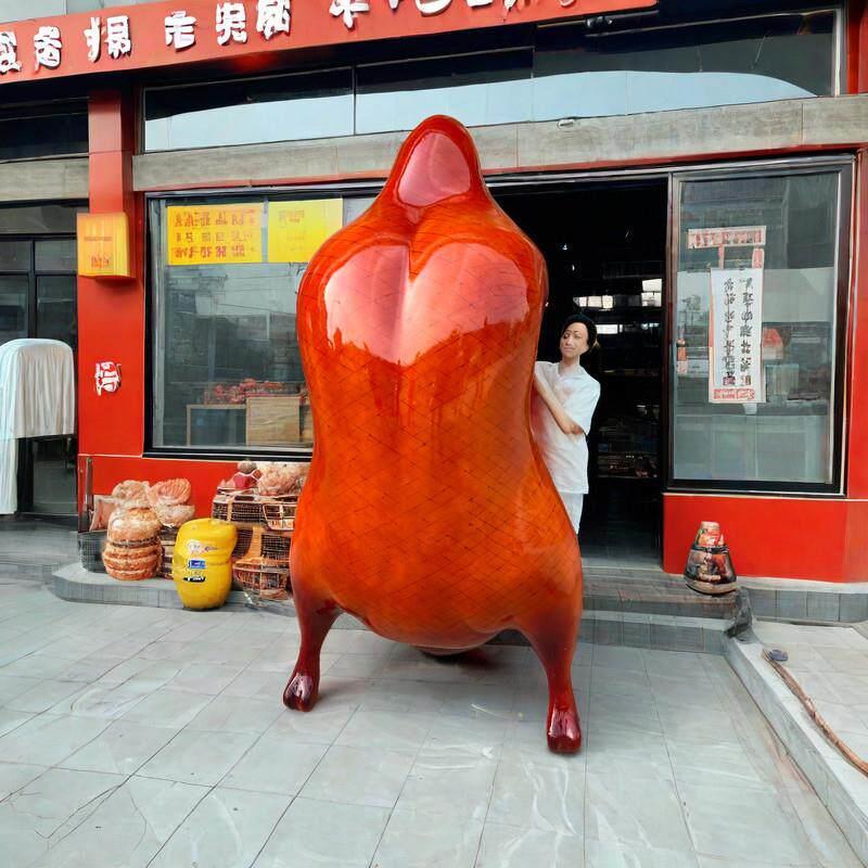 大型北京烤鸭仿真充气烤鸭雕塑模型摆件烧鸭卤鸭熟食餐厅展示定做