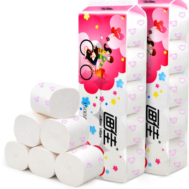 画佳印花无芯卷纸1500g/2提卫生纸巾发批家用家庭装厕所厕纸手纸