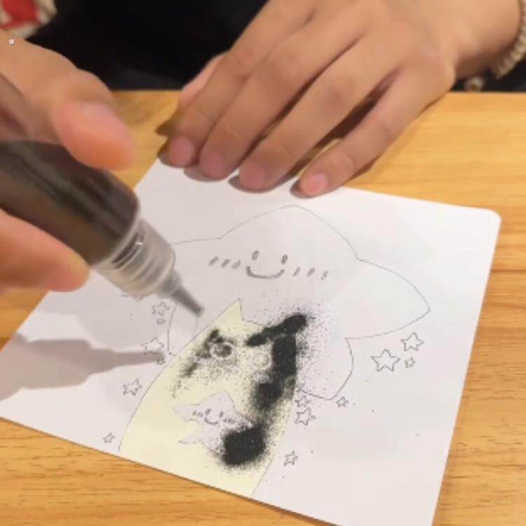 沙画儿童彩沙材料成人工具套装卡纸填色女孩自由沙画手工diy礼物