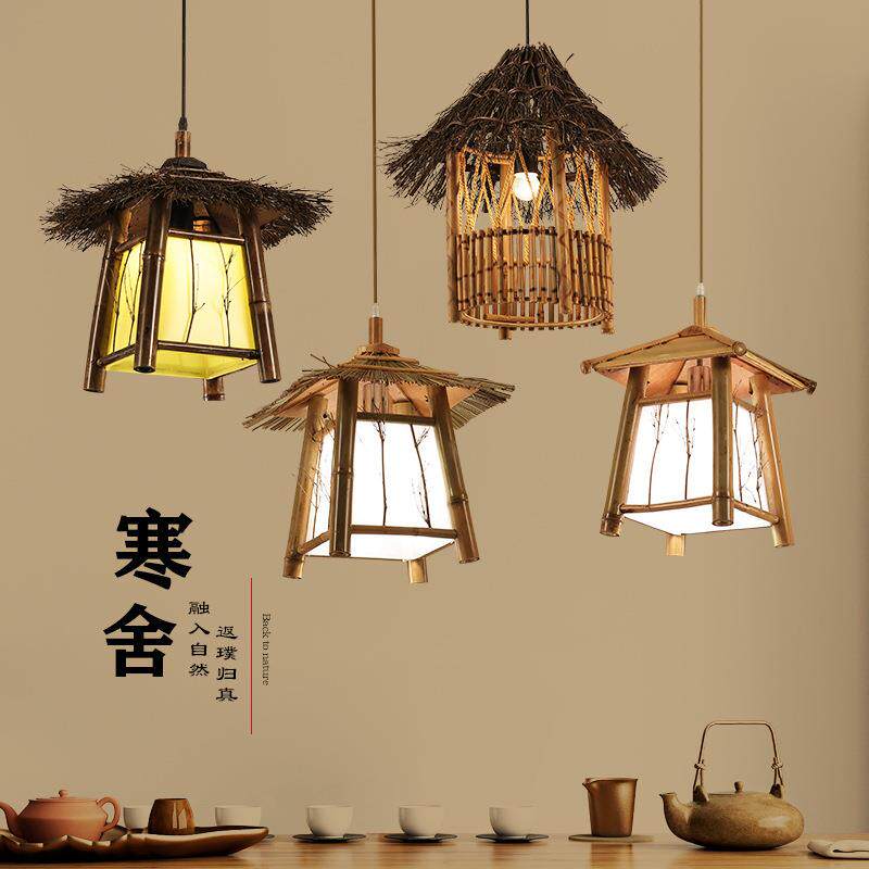 仿古吊灯新中式复古竹灯中国风创意个性客厅餐厅阳台卧室灯笼灯具