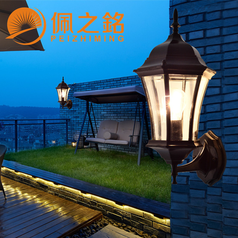 壁灯 欧式内弯六角仿古户外防水阳台走廊玄关灯复古创艺过道灯