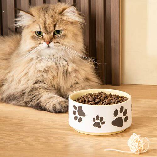 -陶瓷直身宠物碗 猫咪吃饭喝水食盆 狗粮慢食碗防打翻保护颈椎新