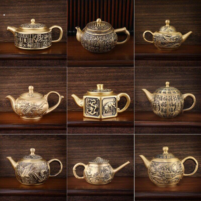 纯铜双小茶壶功夫茶壶多功能铜小酒壶滴壶铜器镇纸装饰品