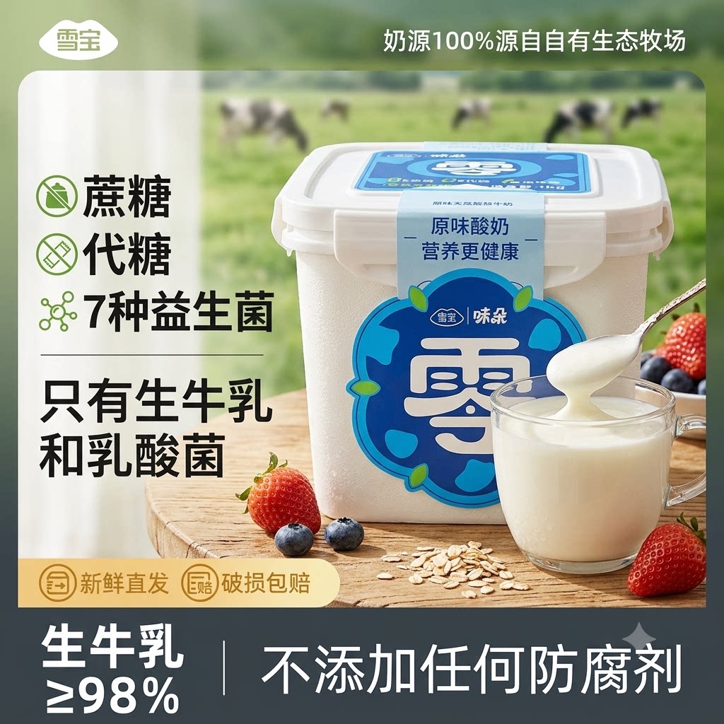 雪宝味朵0派零蔗糖低温酸奶