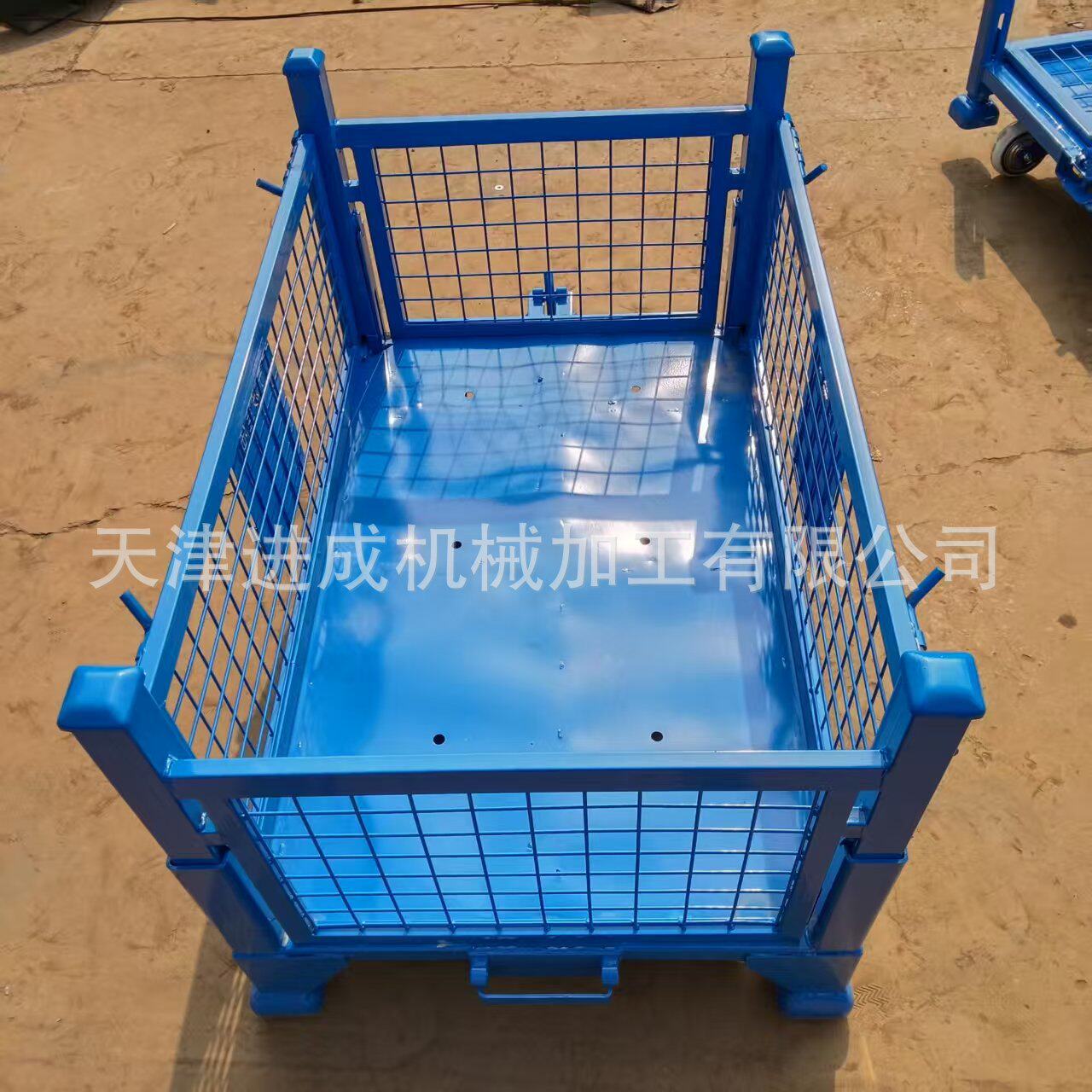 仓储笼铁笼框带轮折叠平板车笼子堆垛周转箱金属重型仓储物料箱图片