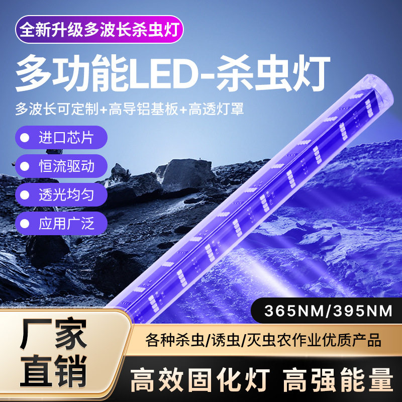 杀虫紫外线防水灭蚊灯T8-12W-DC12V灯管诱蚊虫多光谱可控高透UV灯