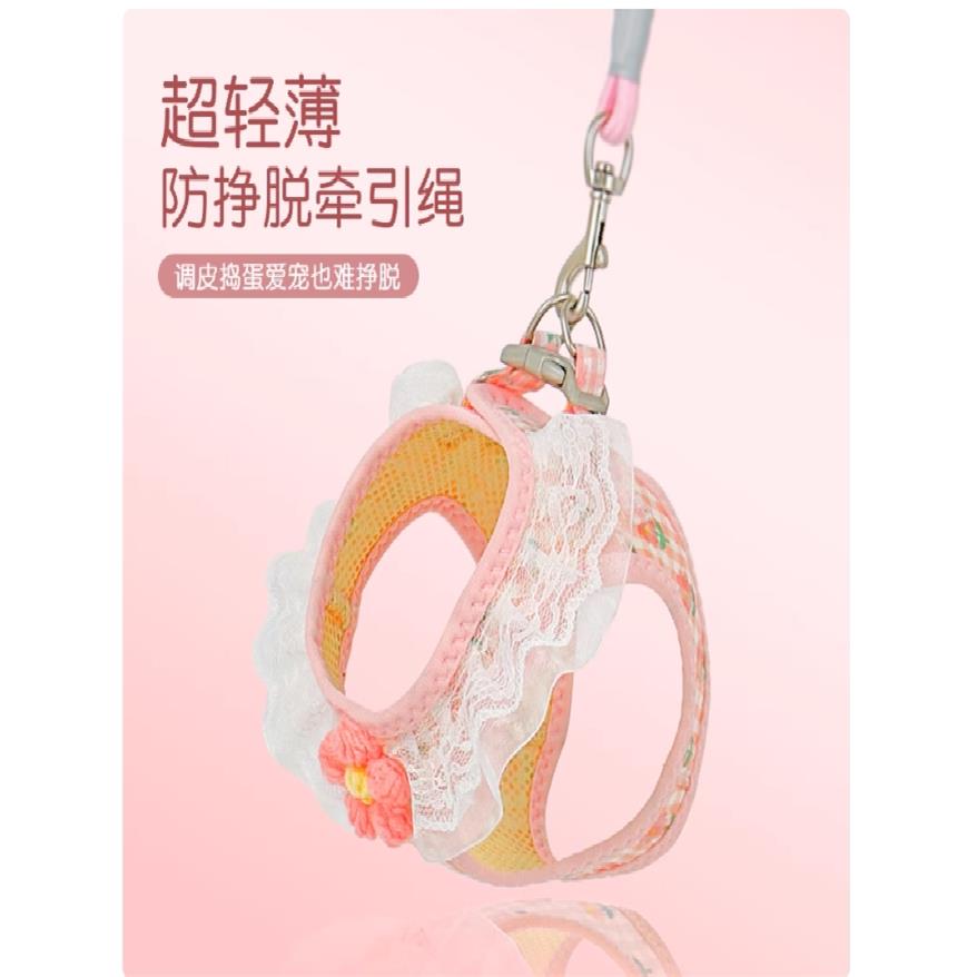 猫咪牵引绳防挣脱外出专用可爱背心式溜猫胸背带可调节宠物遛猫绳