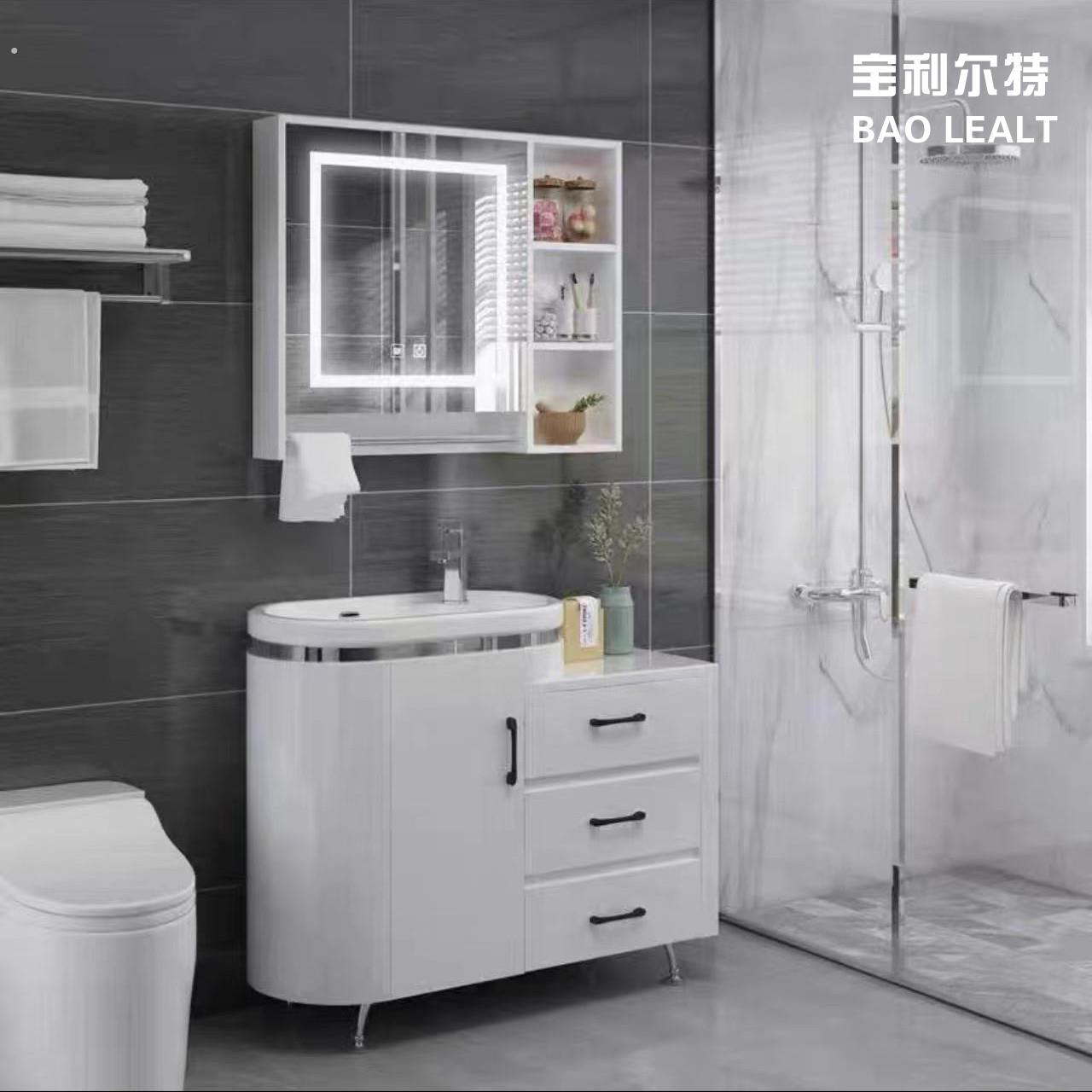 智能浴室柜组合卫生间洗脸盆洗手面盆轻奢洗漱台盆套装落地式防水