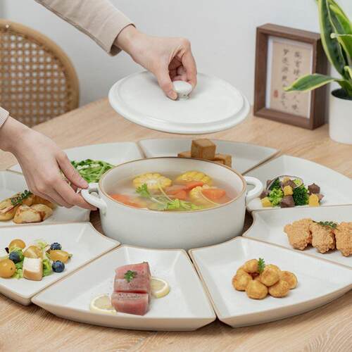 团圆拼盘餐具组合创意家庭聚会摆盘套装过年夜饭碗碟家用圆桌专用