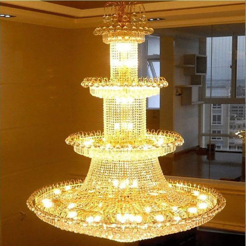 金色复式楼客厅大吊灯楼中楼