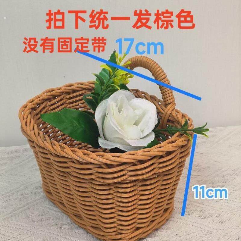 藤编车筐柳编车篓自行车篮子折叠防水电动车儿童车前置车篮