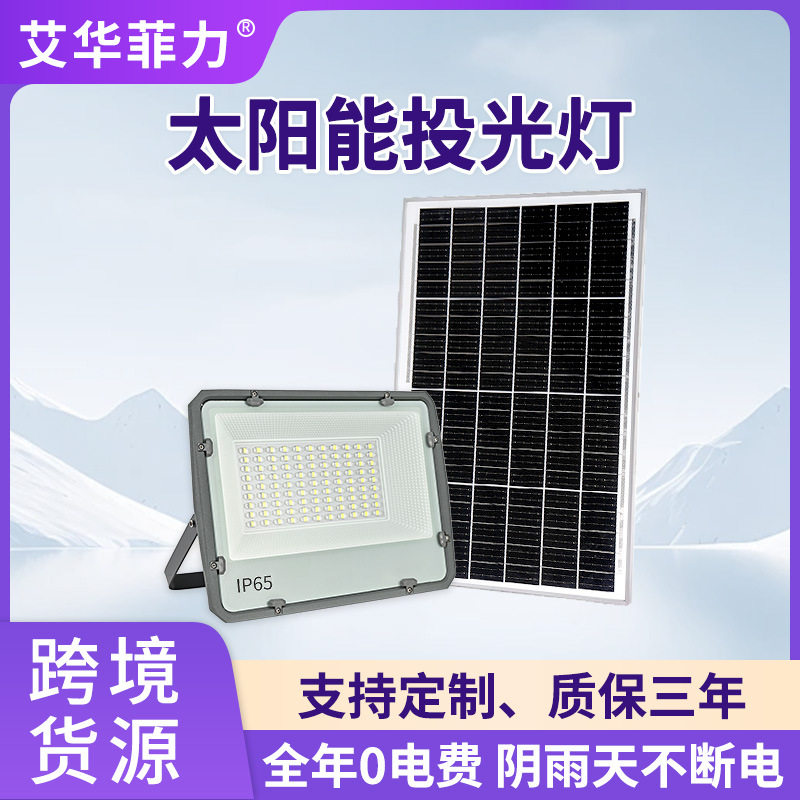 跨境LED太阳能投光灯户外农村庭院花园照明智能感应自动亮投光灯