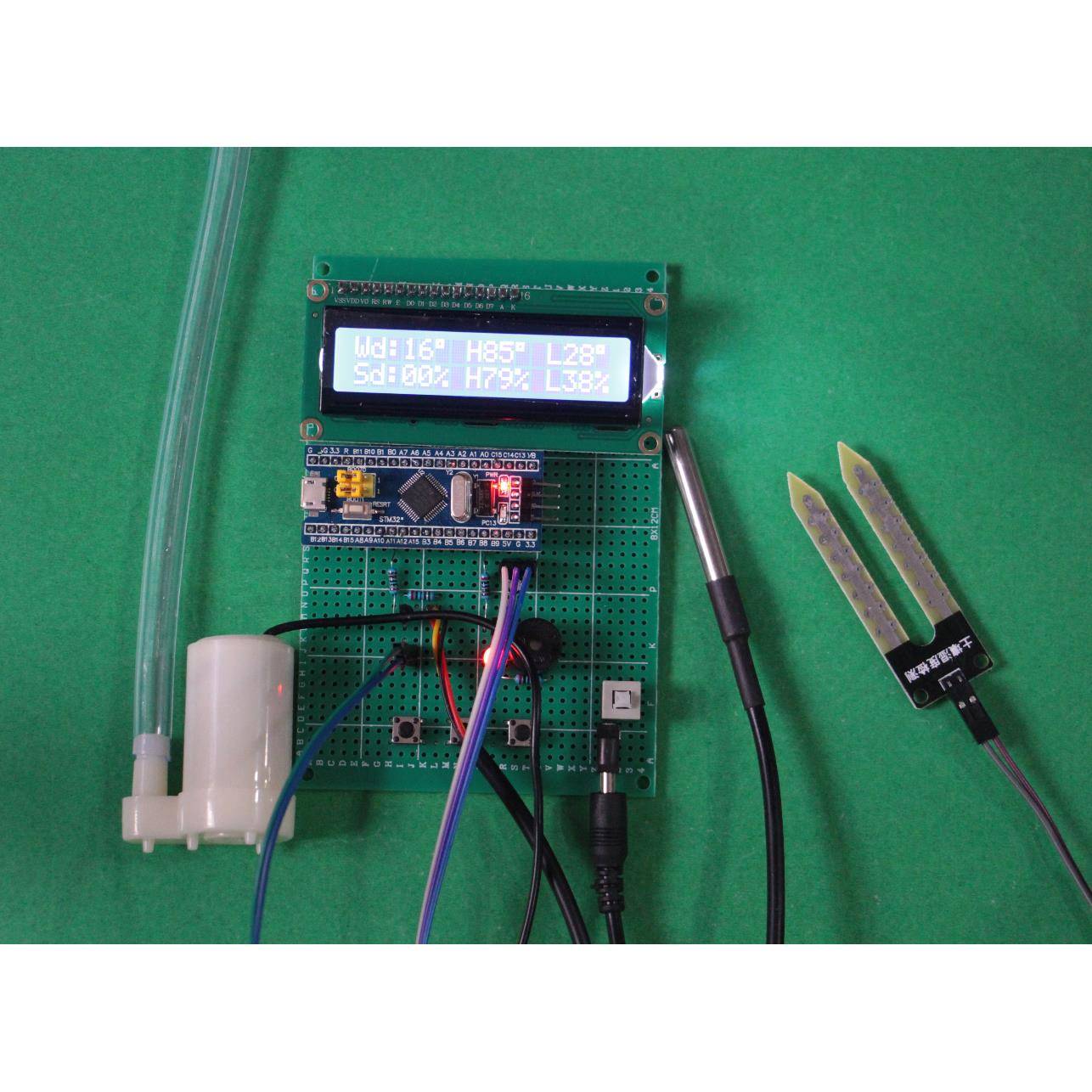 基于STM32单片机智能浇花系统土壤温湿度检测温度光照/自动灌溉