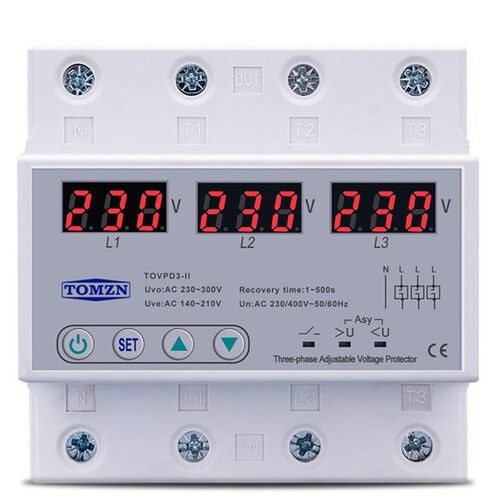 单显三相可调过欠压保护器 3相自动恢复保护器复位 63A 230V