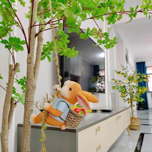 仿真兔子电视机柜摆件装饰家居客厅布置挂件乔迁新居送朋友礼物