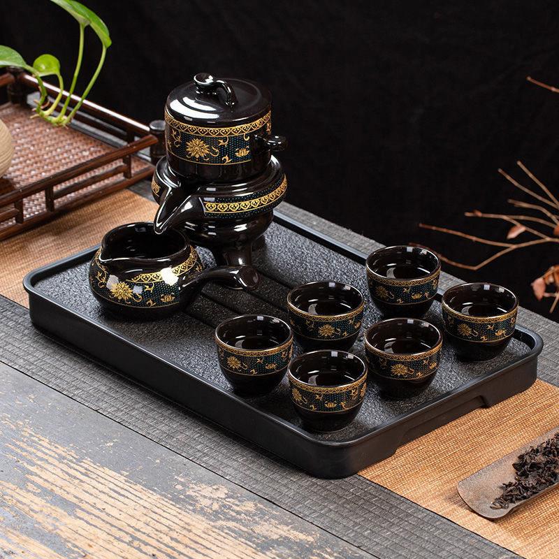 功夫茶具自动茶具懒人石磨套装家用陶瓷茶壶泡茶日式办公室喝茶杯