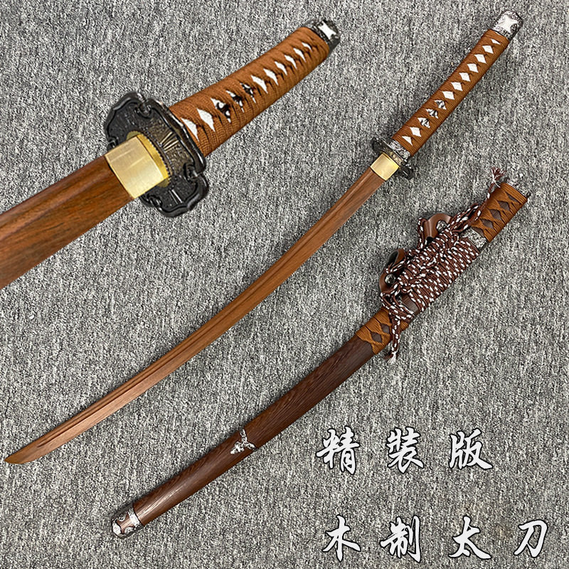 木刀武士刃强反太刀居合刀剑道拨刀剑练习刀大曲度精装木质刀玩具