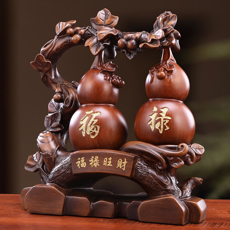 福禄旺财木葫芦摆件家居客厅玄关酒柜装饰品博古架办公室桌面摆设