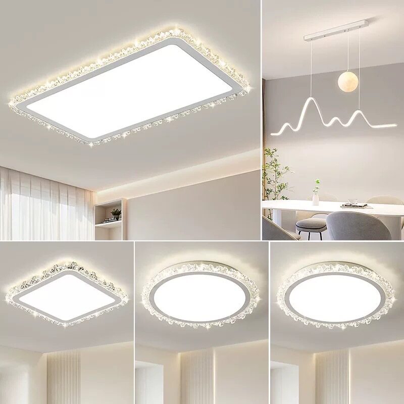轻奢水晶圆形LED护眼吸顶灯图片