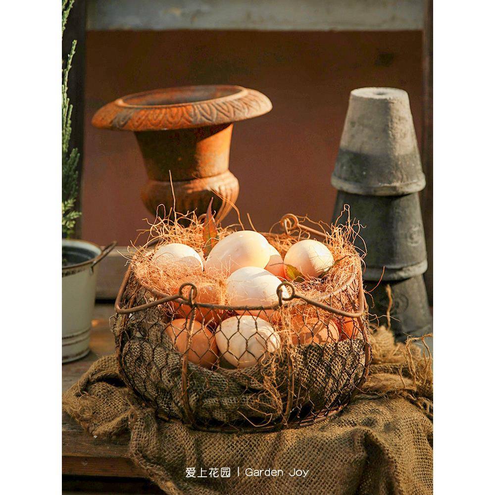 采购产品园艺杂货，花园露台装饰饰品，金属丝编织旧金圆篮