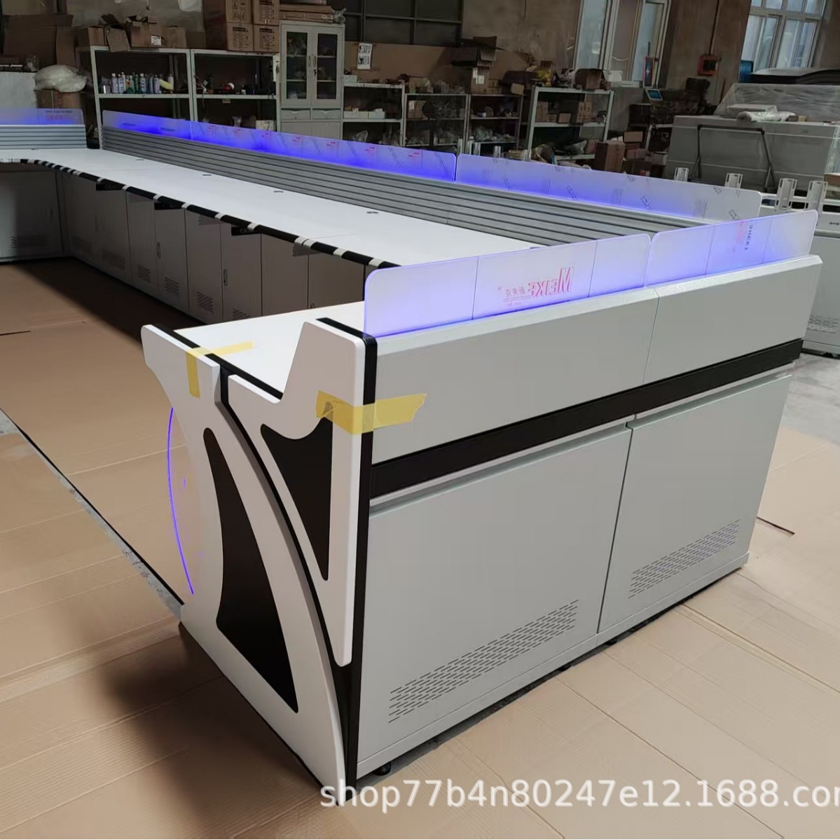 L型LED亚克力钢木结合操作台