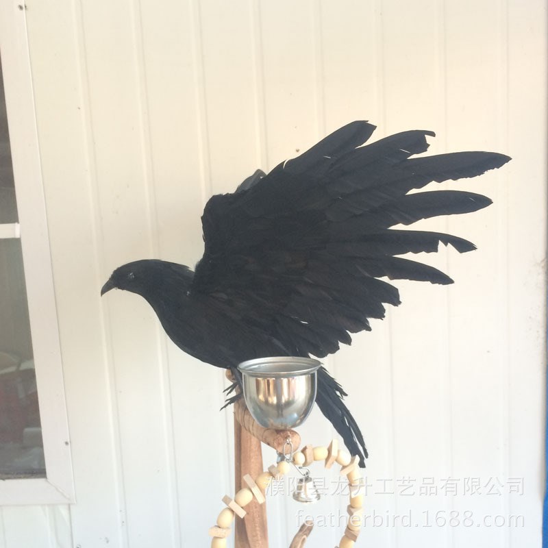 乌鸦模型 羽毛鸟乌鸦 仿真乌鸦 鬼节乌鸦道具 万圣节装饰派对