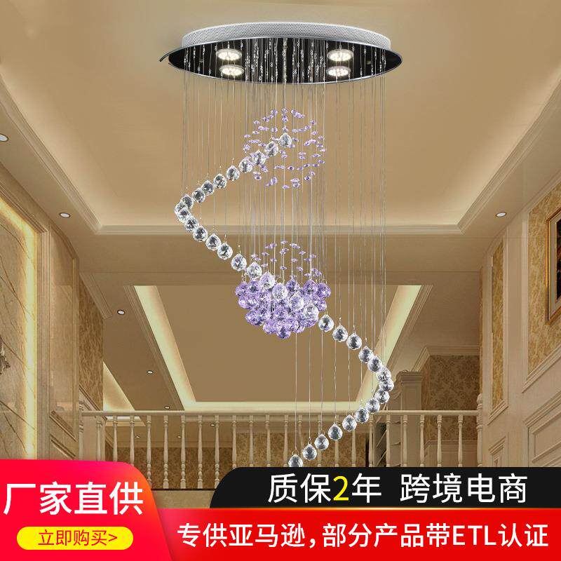 酒店工程水晶大吊灯 别墅楼梯长水晶吊灯复式楼客厅水晶灯灯饰