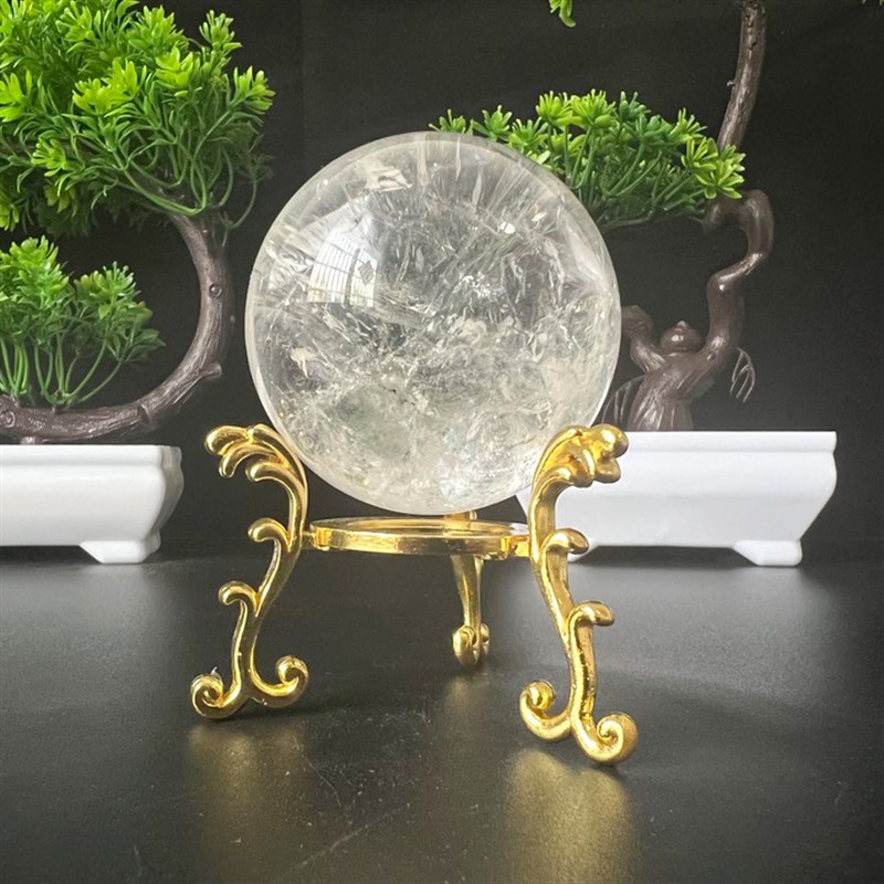 天然白水晶球摆件 原石打磨水晶球 家具办公装饰摆件 消磁水晶球