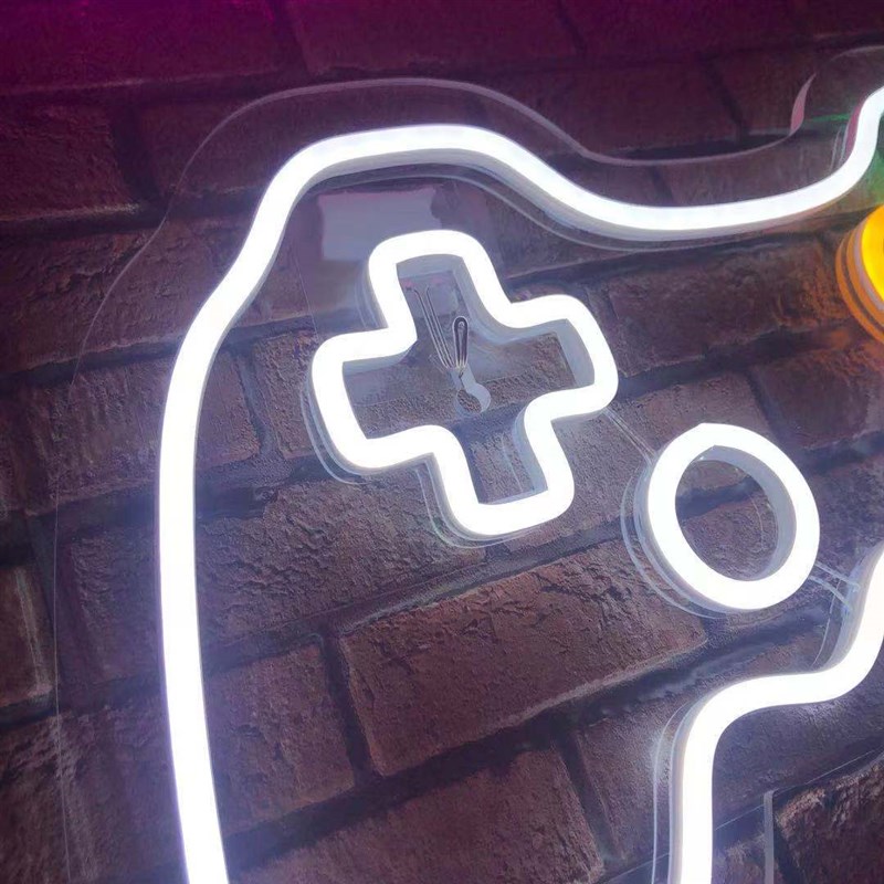 led霓虹灯背板游戏机手柄造型 透明背板雕刻墙挂游戏室装饰氛围灯