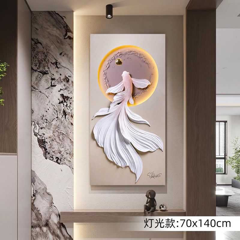 玄关入户立体壁画客厅挂画走廊过道灯光进门现代轻奢高档感装饰画