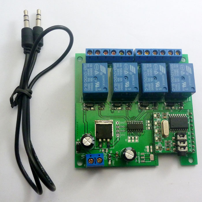 12V4通道音频解码继电器DTMF点动自锁互锁延时智能家居开关