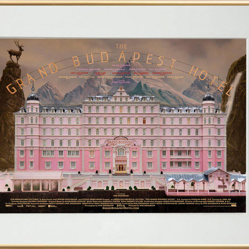 布达佩斯大饭店壁画卧室客厅装饰画挂画欧式城堡粉色美式建筑壁画