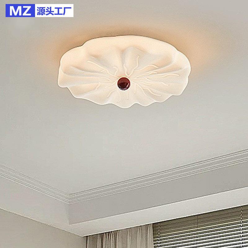 荷叶法式中古卧室LED吸顶灯复古简约奶油宋代美学书房主卧主灯具