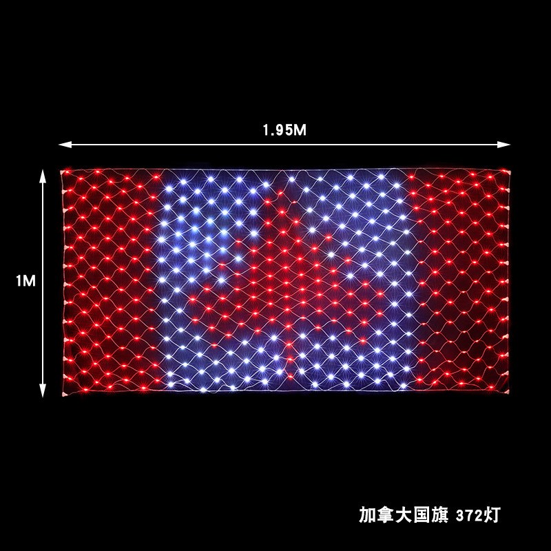 跨境爆款国旗灯各国旗帜网灯节日氛围室内外防水装饰彩灯厂家直销