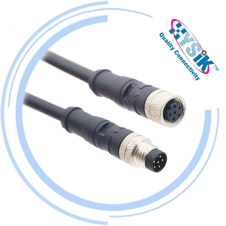 M8防水公母对接带线连接器