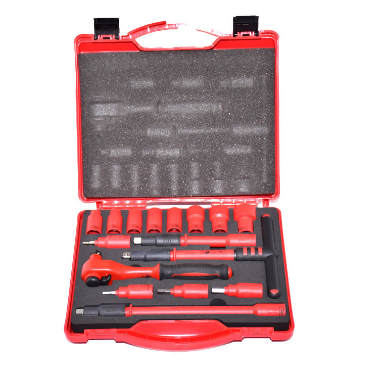台湾进口 3/8 VDE 1000V绝缘工具组合套装内六角套筒 棘轮延长杆