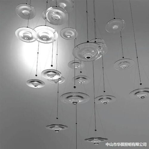 现代简约餐厅吧台展厅吊灯设计师个性艺术装饰波纹水滴玻璃吊灯
