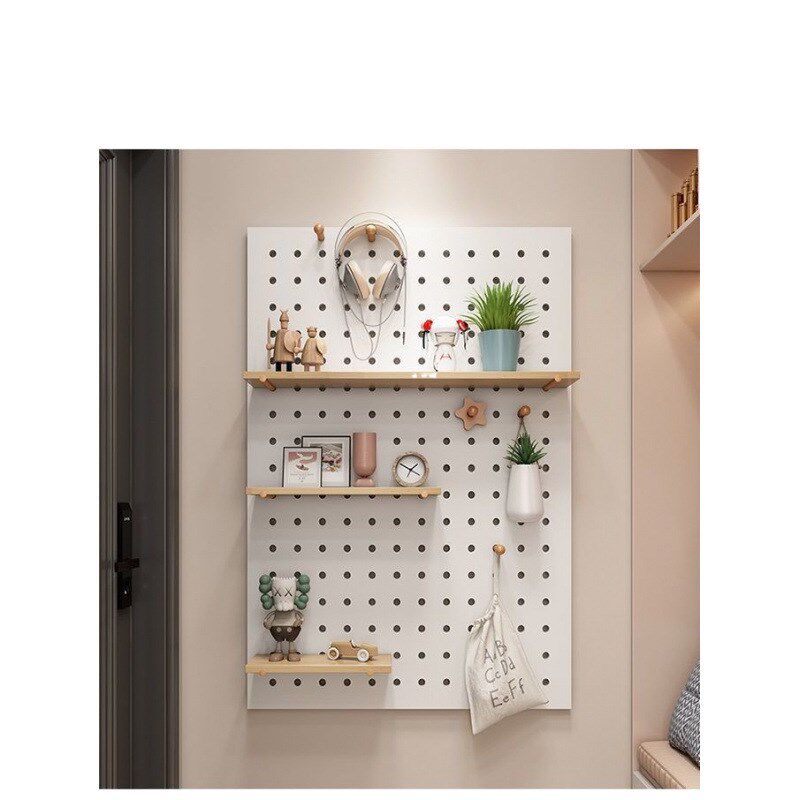 洞洞板实木简易玩具手伴装饰收纳架墙壁展示架入户门玄关隔断
