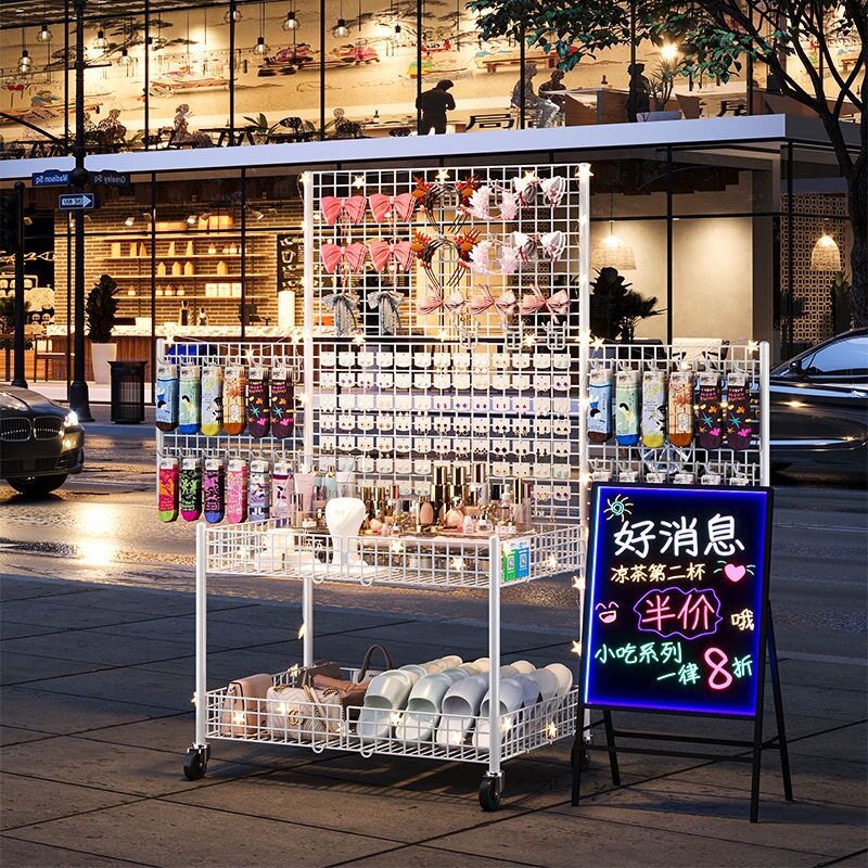 摆摊小推车夜市地摊专用车手推花车置物架促销展示架快速收摊神器