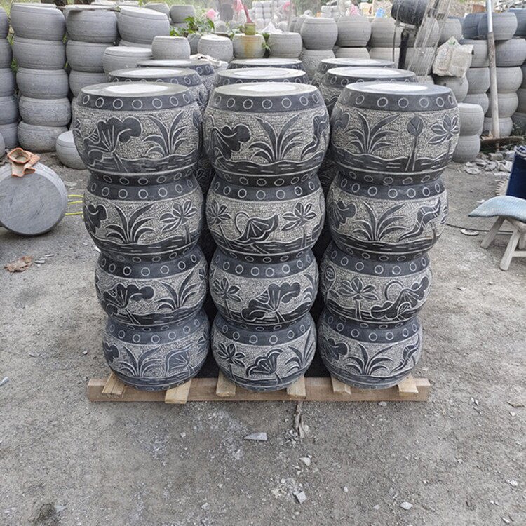 底座花岗岩木柱石墩石鼓基石柱脚石柱墩石实心柱顶石空心石雕青石