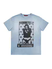 Numbasia_Star Girl Slogan Print Light Blue Washed Loose Street Style Light Asian Short-Sleeved T-Shirt