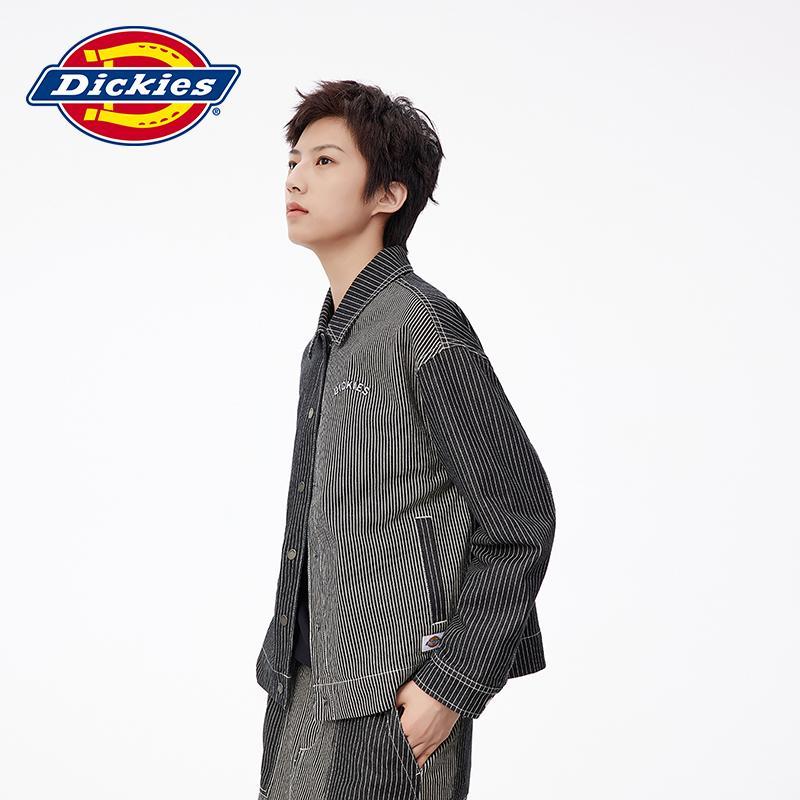 Dickies薄款同款秋冬新款条纹素色ins拼接小香风宽松外套图片