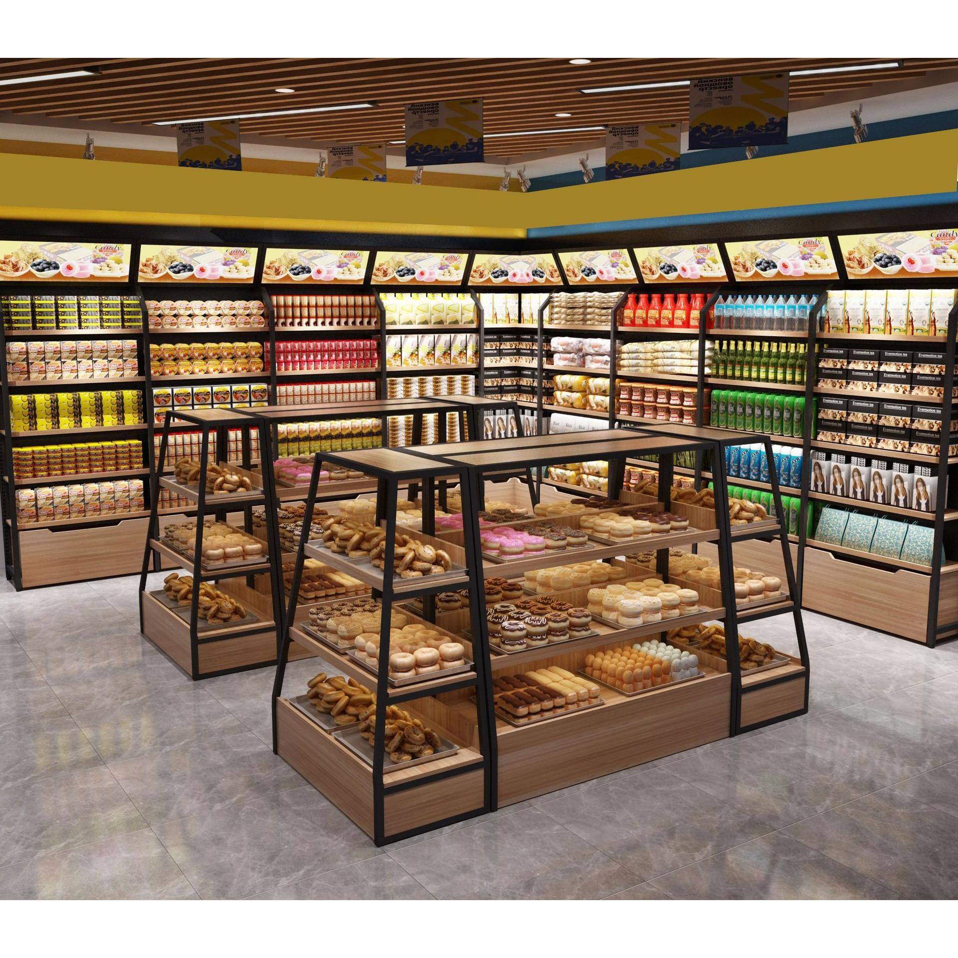加工定制商用超市蛋糕店面包钢木货架展示柜双面中岛柜食品糕点