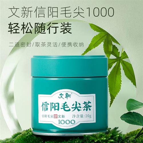 春茶上市文新信阳毛尖绿茶2026新茶叶明前特级密封罐20g(1000)