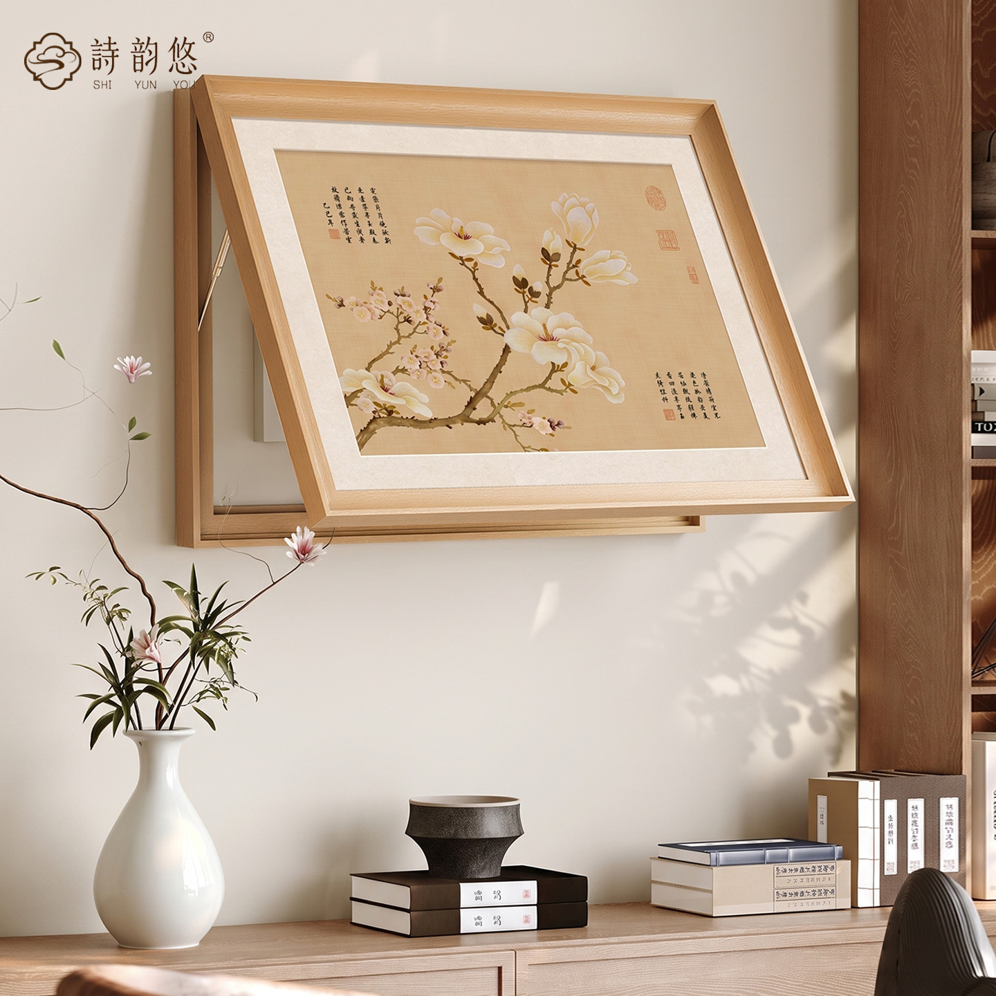 新中式花卉电表箱装饰画
