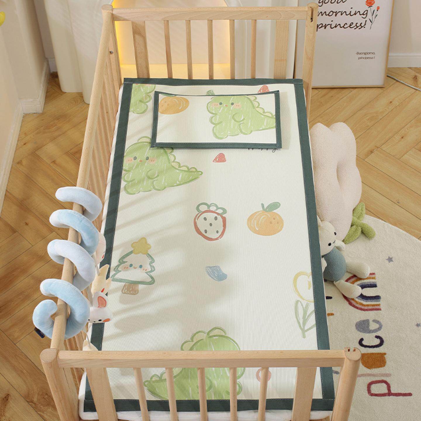 儿童凉席夏季冰丝席幼儿园拼接床小床卡通折叠可水洗学生草席