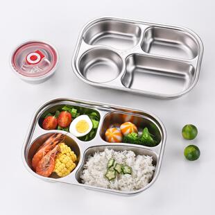 食品级不锈钢餐具餐盘分格烤盘带盖学校食堂饭饭托盘高颜值