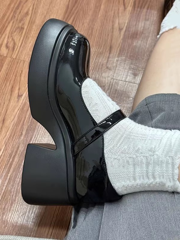 厚底玛丽珍鞋女2026春夏新款百搭增高小个子高跟日系jk粗跟小皮鞋