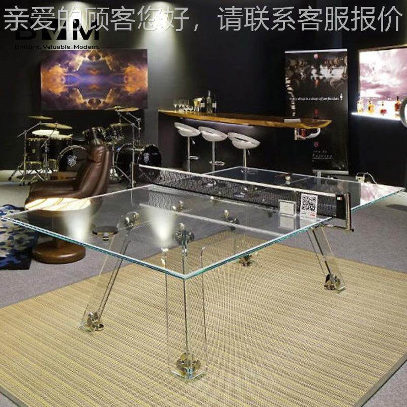 布隆迪水晶透明钢化璃家乓台成OUO人用乒乓球乒桌标准玻型