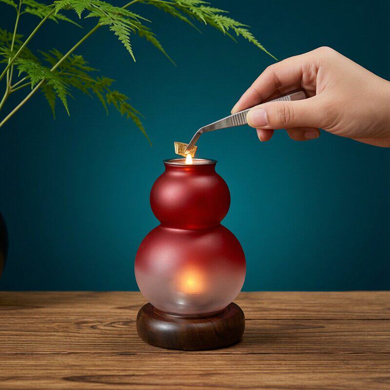 隔火沉香玻璃葫芦香薰烛台